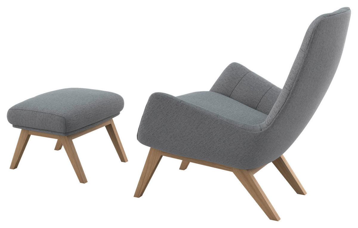 SESSELSET Flachgewebe Hocker    - Eichefarben/Grau, Design, Holz/Textil (84/95/96cm) - MID.YOU