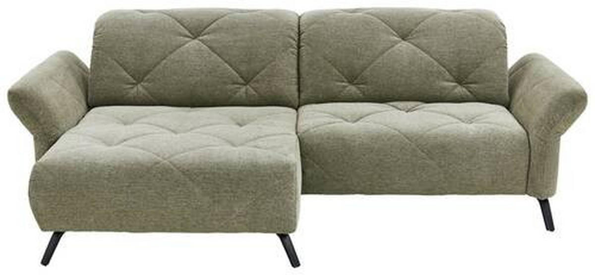 ECKSOFA in Webstoff Grün  - Schwarz/Grün, Design, Textil/Metall (173/244cm) - Moderano
