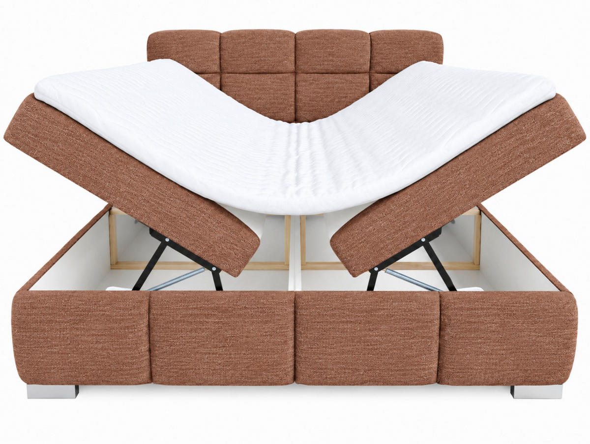 BOXBETT 140/200 cm,  in Terracotta, Bettkasten, Topper,  - Chromfarben/Terracotta, MODERN, Holz/Kunststoff (140/200cm) - MID.YOU