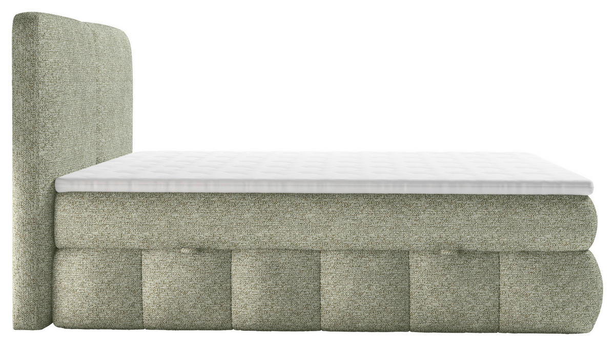 BOXBETT 160/200 cm,  in Salbeigrün, Bettkasten, Topper, Matratzen, H3 = fest  - Salbeigrün/Schwarz, KONVENTIONELL, Kunststoff/Textil (160/200cm) - Carryhome
