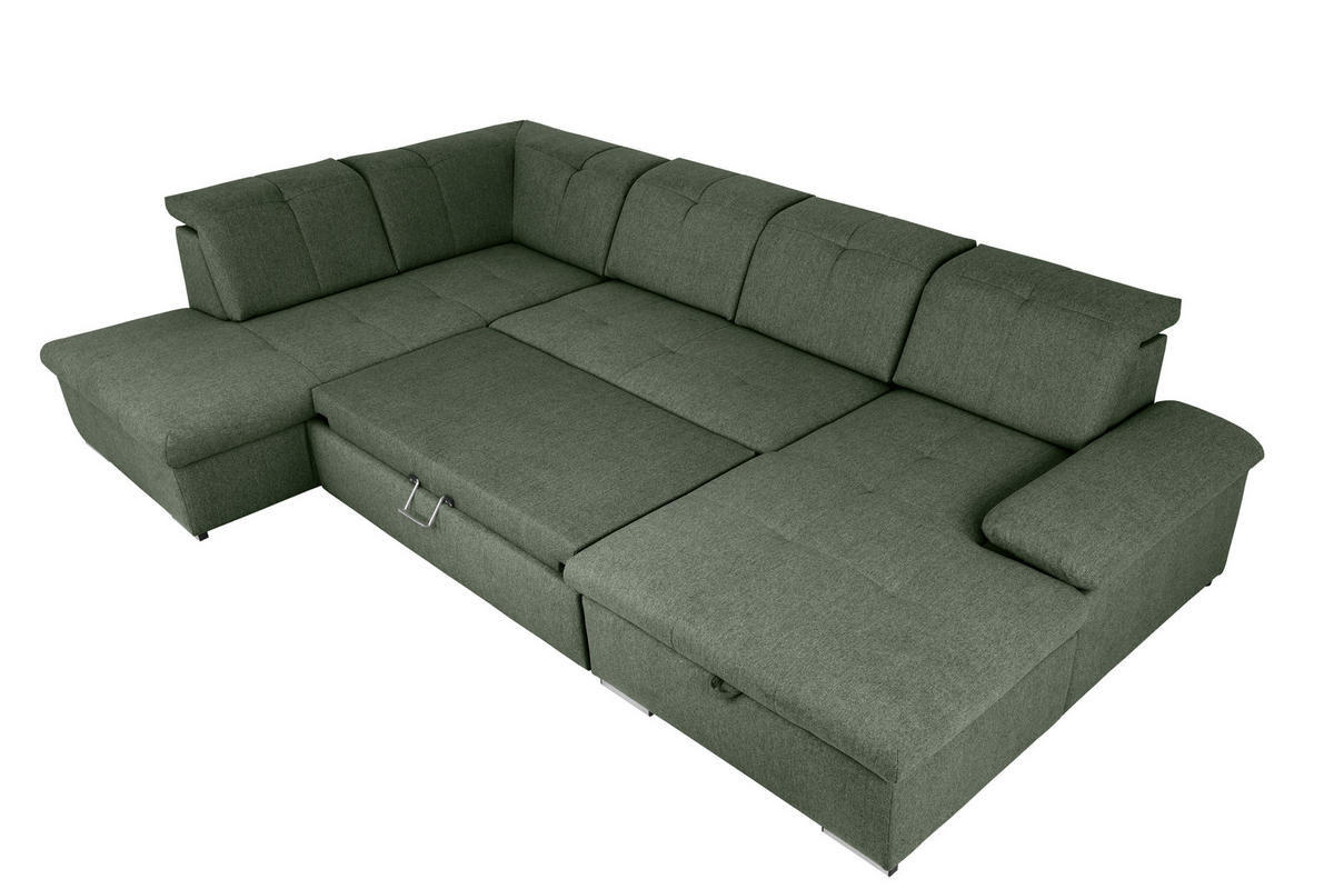 WOHNLANDSCHAFT in Grün  - Grau/Grün, Design, Textil/Metall (215/328/173cm) - MID.YOU