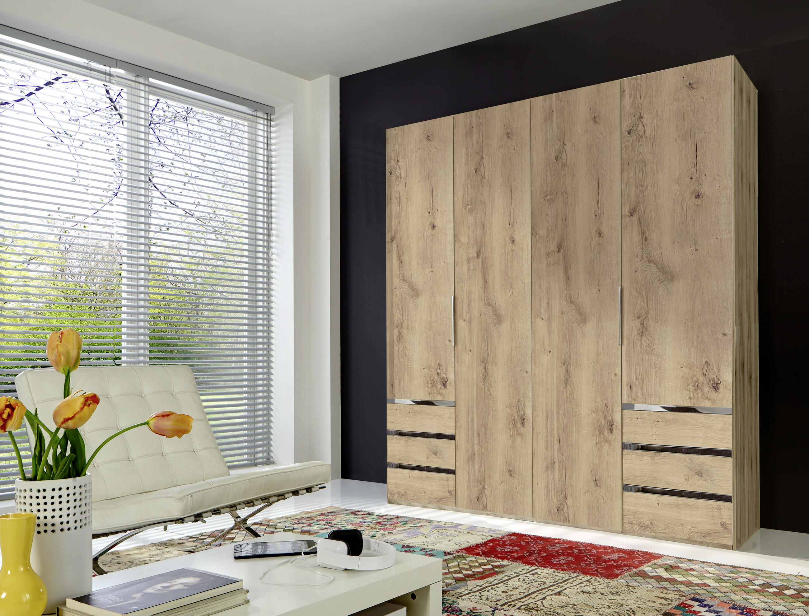 DREHTÜRENSCHRANK in Eichefarben  - Chromfarben/Eichefarben, Modern, Holzwerkstoff/Kunststoff (200/216/58cm) - MID.YOU