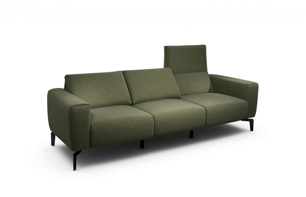 3-SITZER-SOFA Chenille Waldgrün  - Waldgrün/Schwarz, Design, Textil/Metall (250/86/86-94cm) - SENSOO