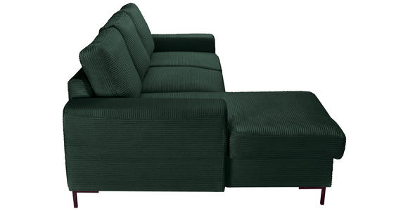 ECKSOFA Dunkelgrün Cord  - Dunkelgrün/Schwarz, KONVENTIONELL, Textil/Metall (150/240cm) - Carryhome