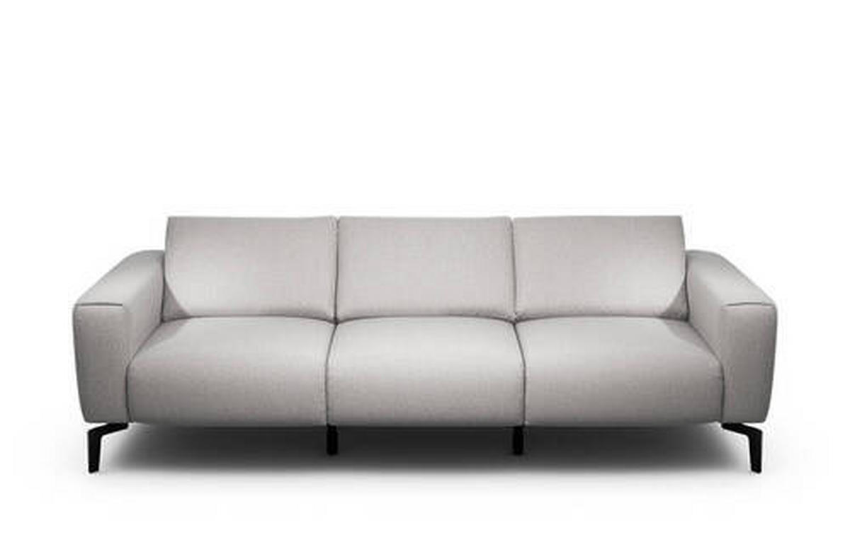 3-SITZER-SOFA in Chenille Hellgrau  - Hellgrau/Schwarz, Design, Textil/Metall (250/86/86-94cm) - SENSOO