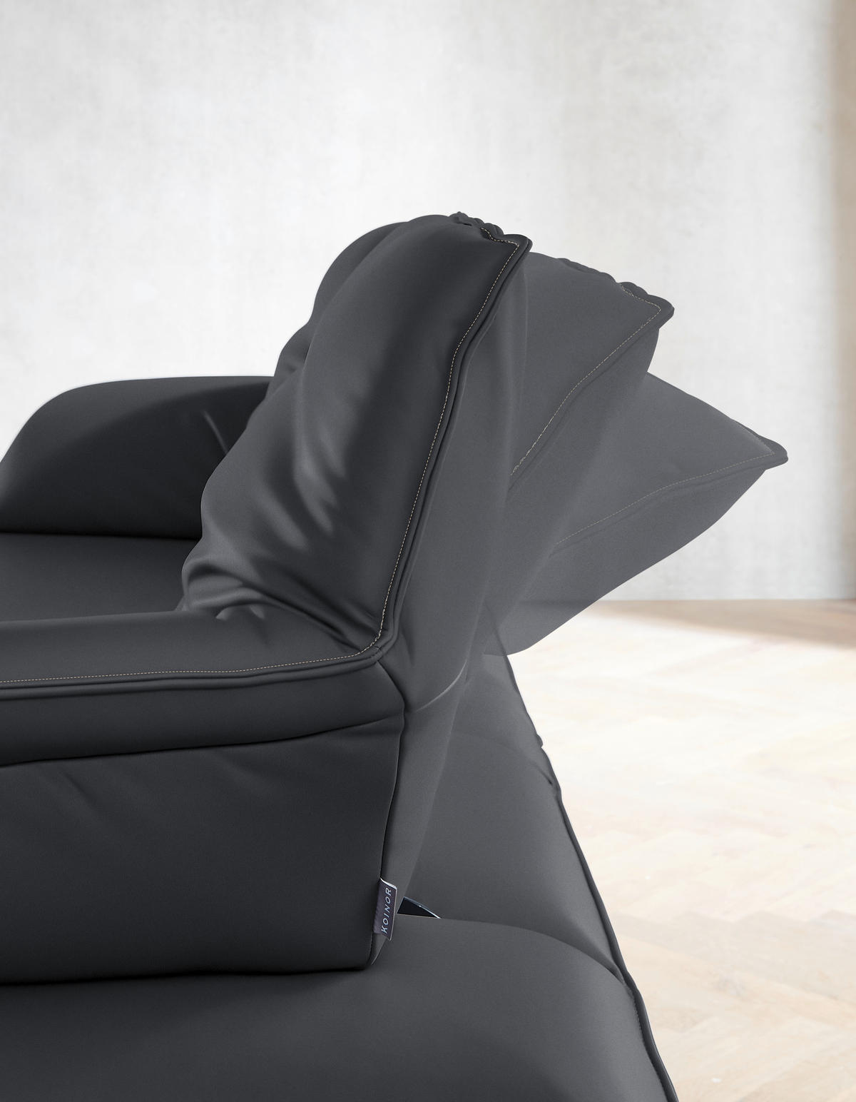 ECKSOFA in Echtleder Dunkelgrau  - Dunkelgrau/Beige, Design, Leder/Metall (169/252cm) - Koinor