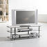 TV-RACK Glas, Metall Chromfarben, Schwarz - Chromfarben/Schwarz, Design, Glas/Kunststoff (110/40/45cm)