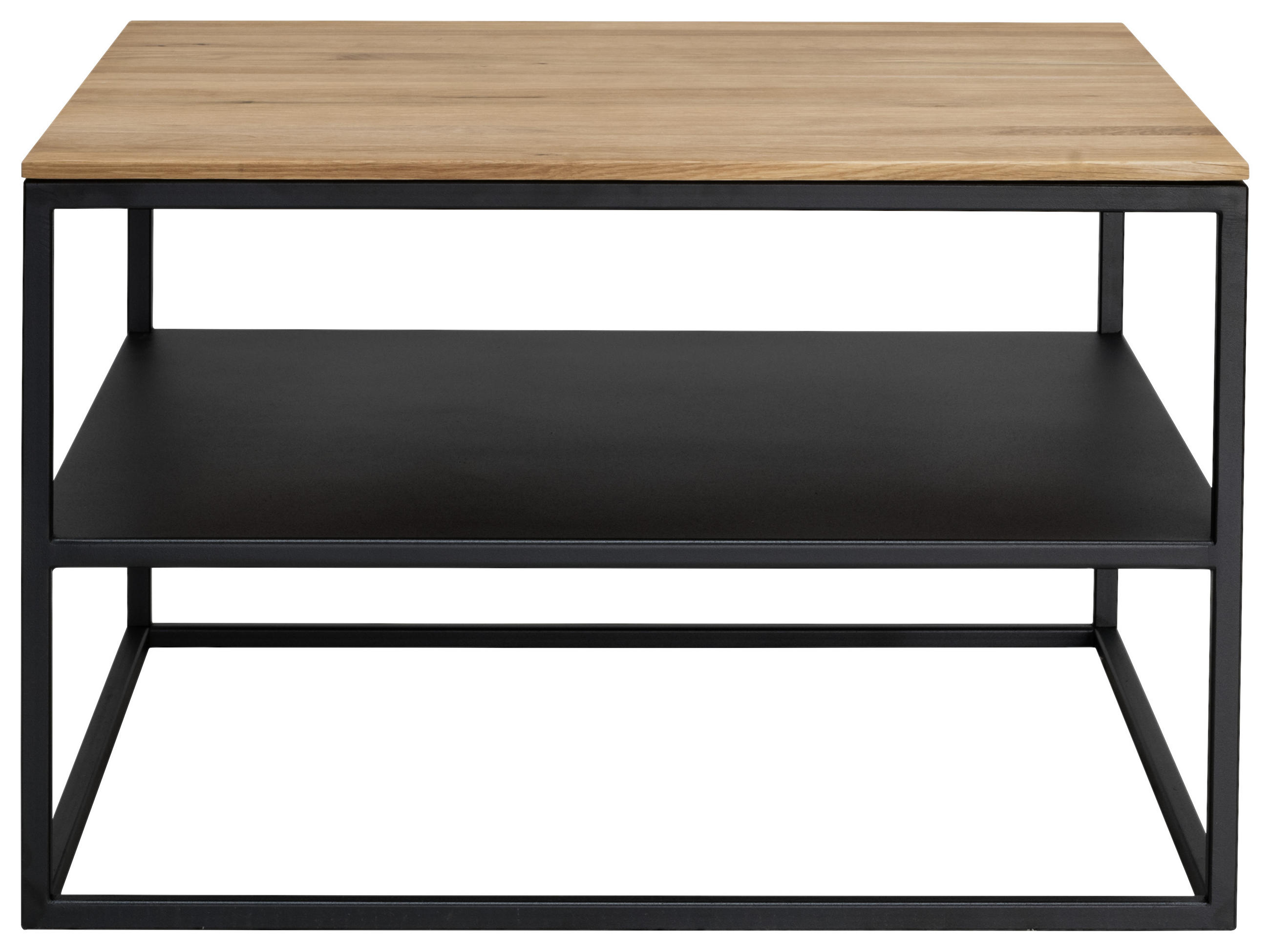 COUCHTISCH Wildeiche massiv 65/65/41,5 cm quadratisch Schwarz, Eichefarben  - Eichefarben/Schwarz, Design, Holz/Metall (65/65/41,5cm) - Johann Jakob