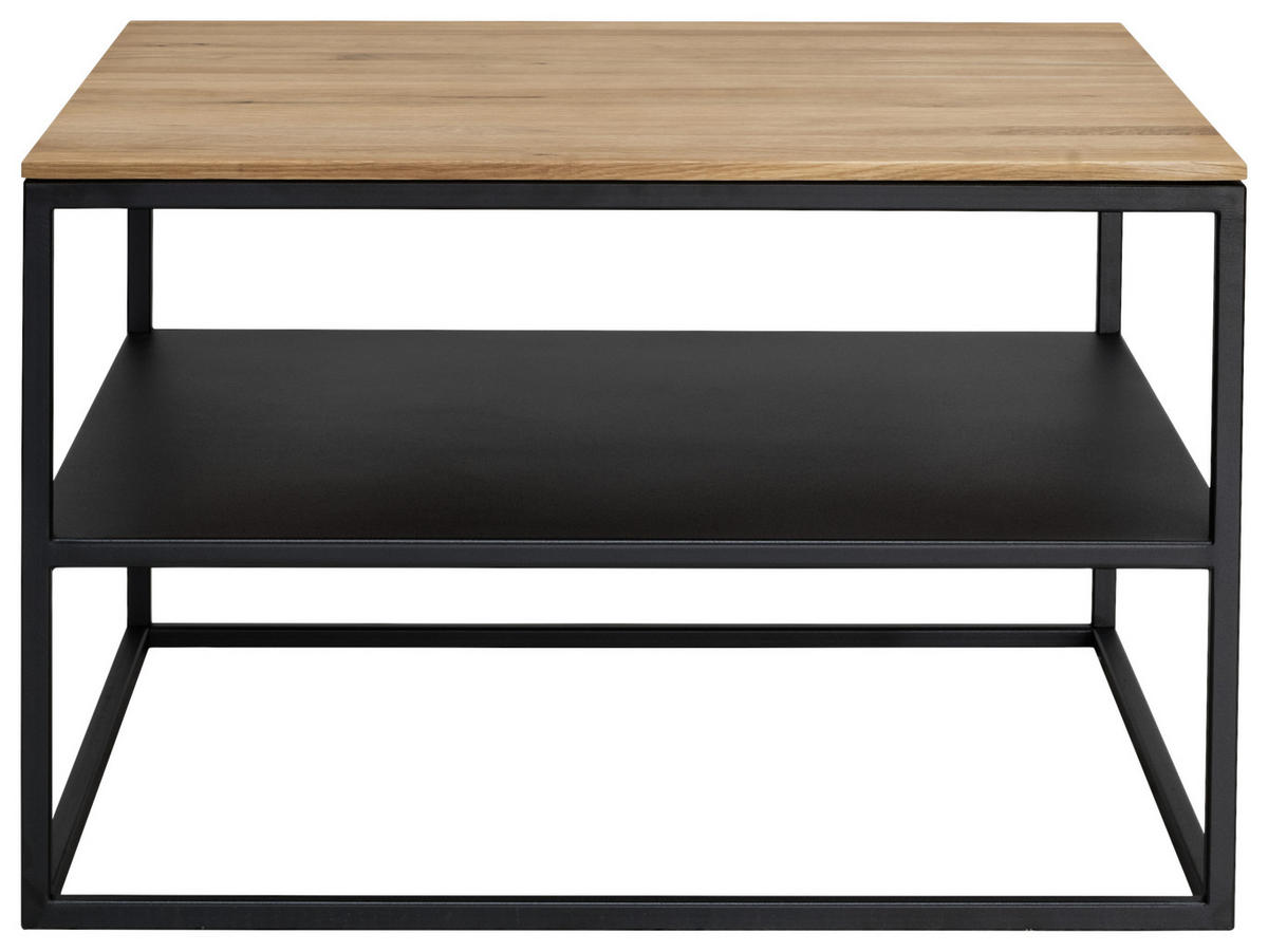 COUCHTISCH Wildeiche massiv 65/65/41,5 cm quadratisch Schwarz, Eichefarben  - Eichefarben/Schwarz, Design, Holz/Metall (65/65/41,5cm) - Johann Jakob