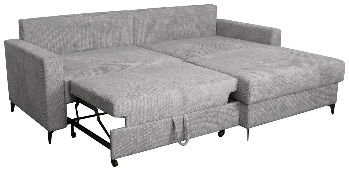 ECKSOFA Hellgrau Struktur  - Hellgrau/Schwarz, KONVENTIONELL, Textil/Metall (230/164cm) - Carryhome