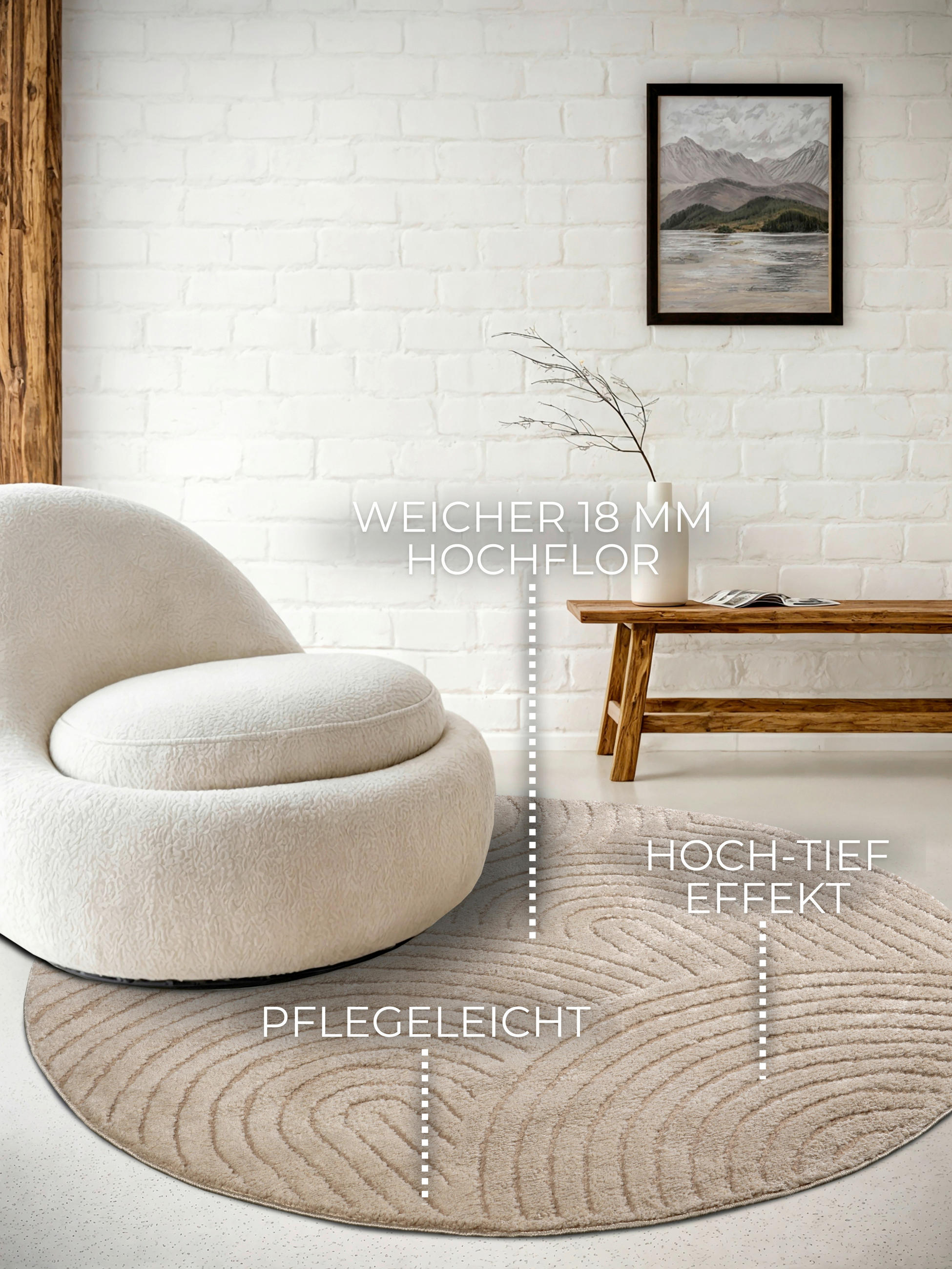 HOCHFLORTEPPICH 200 cm New York Taupe  - Taupe, Basics, Kunststoff/Textil (200cm) - Elle Decoration