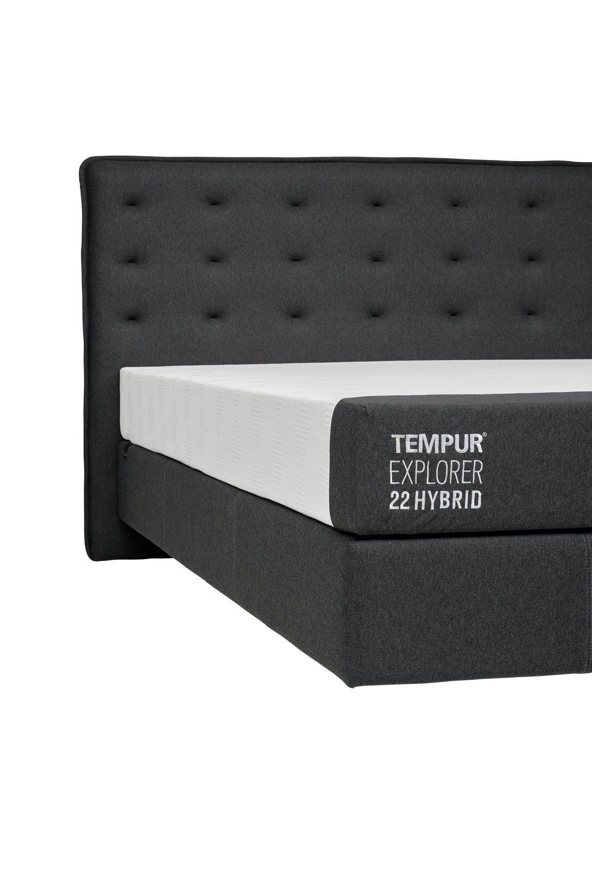 BOXSPRINGBETT 180/200 cm,  in Anthrazit, Matratze, funktional  - Anthrazit/Schwarz, Design, Holz/Textil (180/200cm) - Tempur