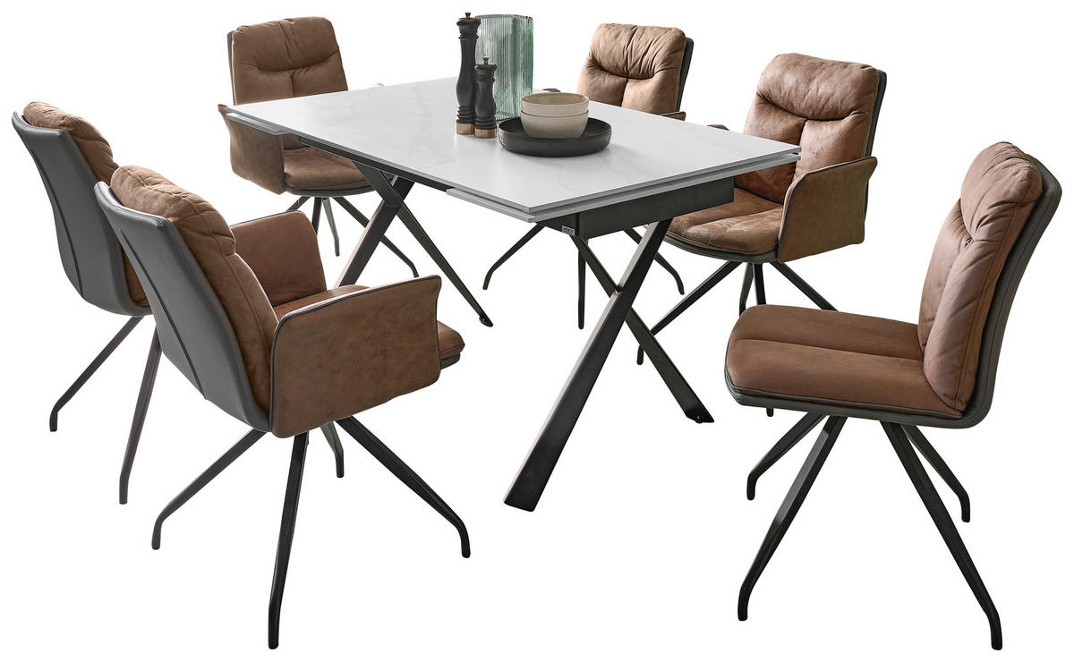 MATBORD svart, vit rektangulär  utdragbar  - vit/svart, Design, metall/keramik (140-200/90/76cm) - Hom`in