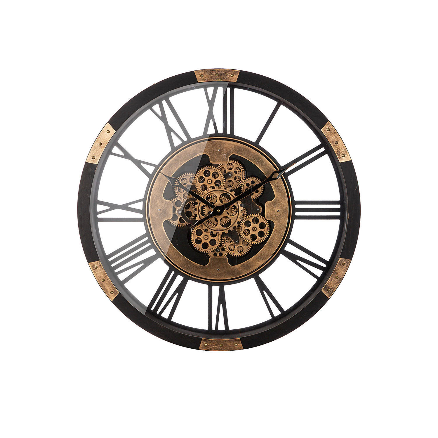 WANDUHR  Schwarz, Goldfarben  - Goldfarben/Schwarz, LIFESTYLE, Holzwerkstoff/Metall (68/8cm)