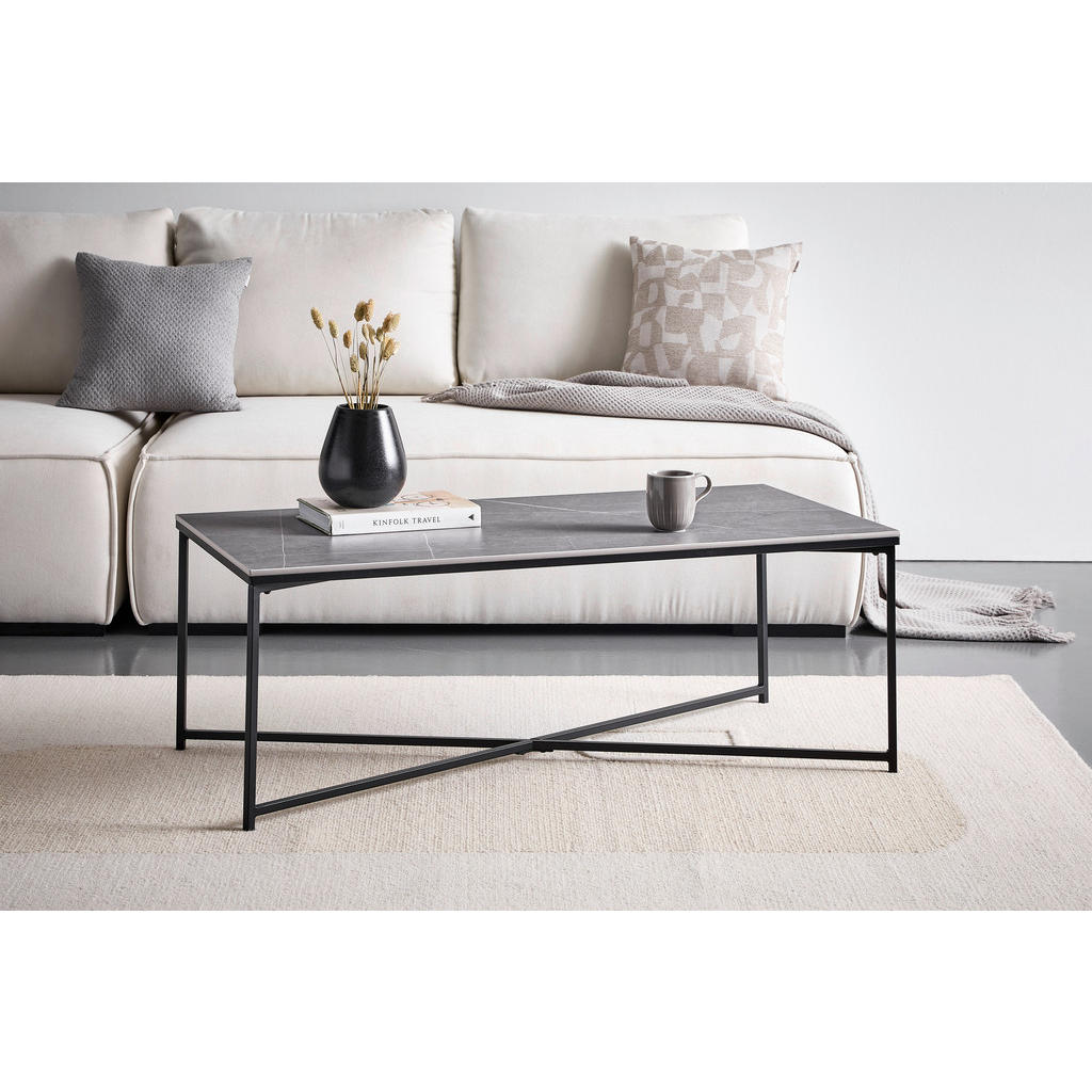 Thumbnail - Livetastic Couchtisch, Grau, Schwarz, Metall, Keramik, rechteckig, eckig, 60x42x120 cm, Wohnzimmer, Wohnzimmertische, Co...