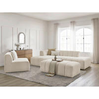 ECKSOFA Ottomane links  ANNECY Beige Bouclé  - Beige/Schwarz, MODERN, Kunststoff/Textil (170/262cm)