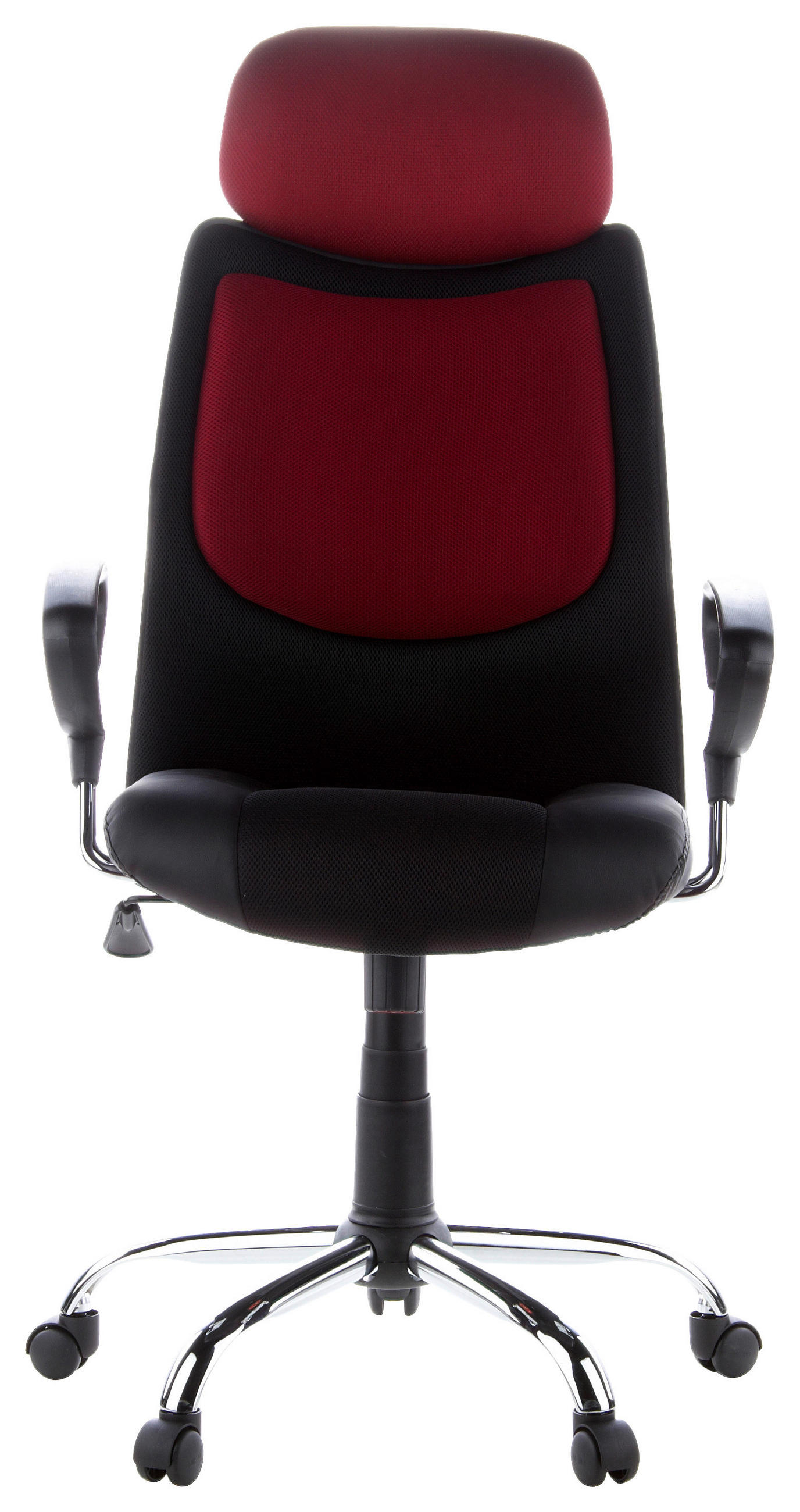 OTOČNÁ ŽIDLE, vzhled kůže, tkaná látka, černá, vínově červená - barvy stříbra/černá, Basics, kov/textil (62/129/52cm) - MID.YOU