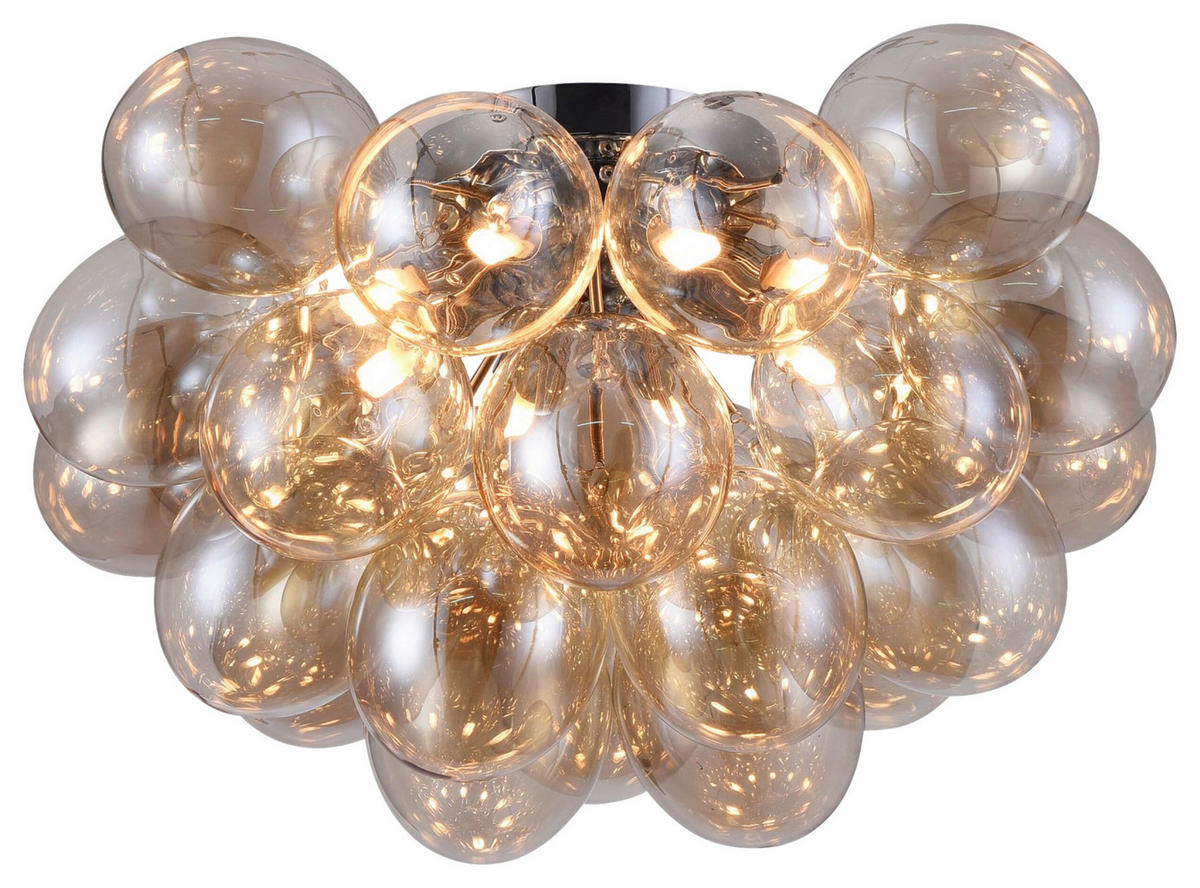 DECKENLEUCHTE 28 W     - Bernsteinfarben/Nickelfarben, Basics, Glas/Metall (50/29,5/50cm) - MAYTONI