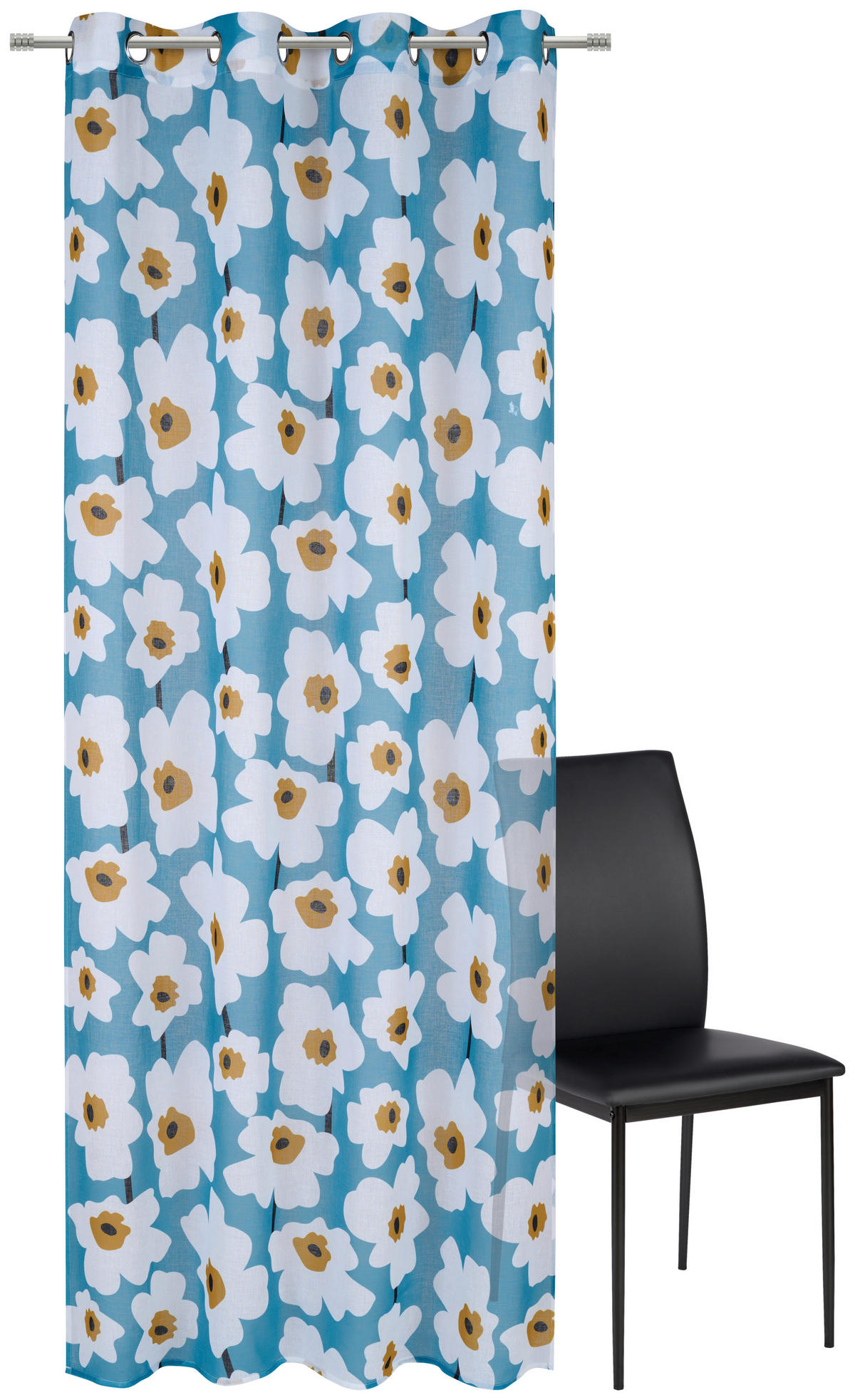 ZAVESA SA KARIKAMA tirkizna - tirkizna, Dizajnerski, tekstil (140/245cm) - Esposa