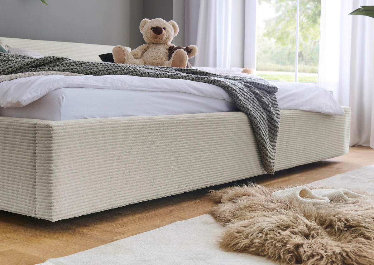 POLSTERBETT 240/200 cm,  in Beige, Lattenrost, Bettkasten,  - Beige, Basics, Holz/Textil (240/200cm) - Boxxx