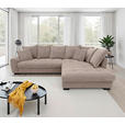 ECKSOFA Taupe Cord Rückenkissen, Armlehnenkissen, Bettkasten, Schlaffunktion, Rücken echt, Liegefläche im Originalstoff  - Taupe/Schwarz, KONVENTIONELL, Kunststoff/Textil (304/212cm) - Carryhome