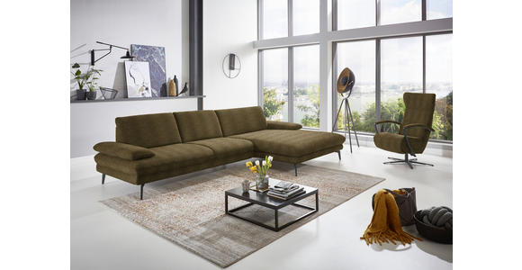 ECKSOFA in Chenille Grün  - Schwarz/Grün, Design, Textil/Metall (310/180cm) - Dieter Knoll