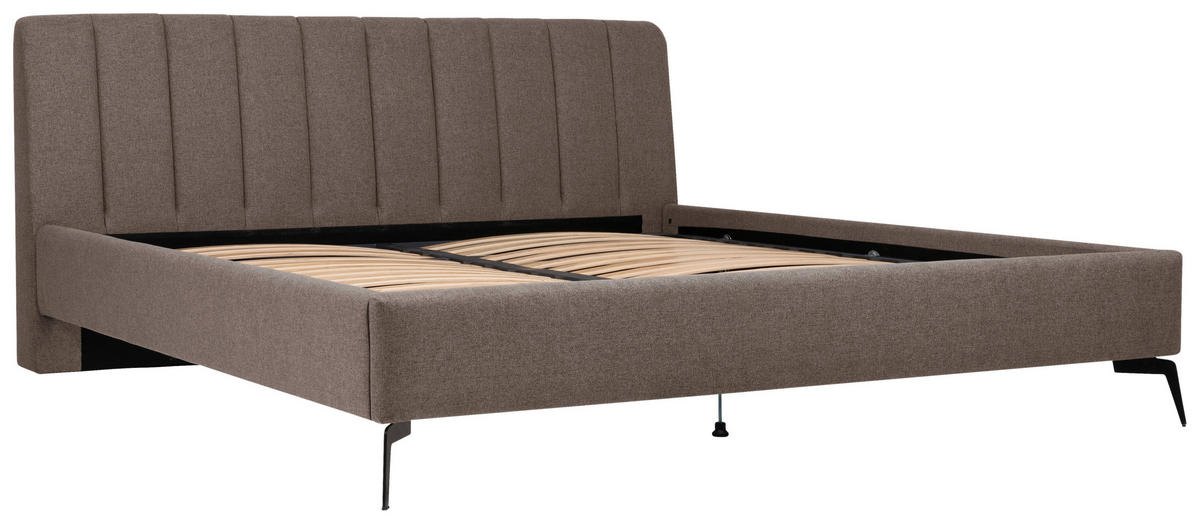 POLSTERBETT 180/200 cm,  in Braun, Lattenrost,  - Schwarz/Braun, MODERN, Textil (180/200cm) - MID.YOU