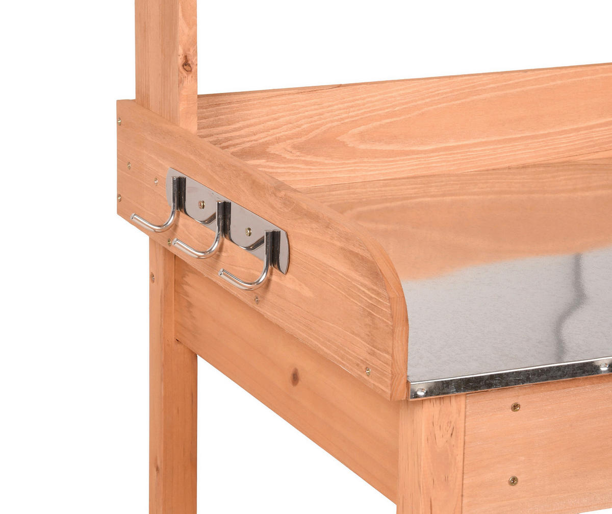 PFLANZTISCH  - Silberfarben/Braun, MODERN, Holz/Metall (45,5/125/112,3cm) - Gardenson