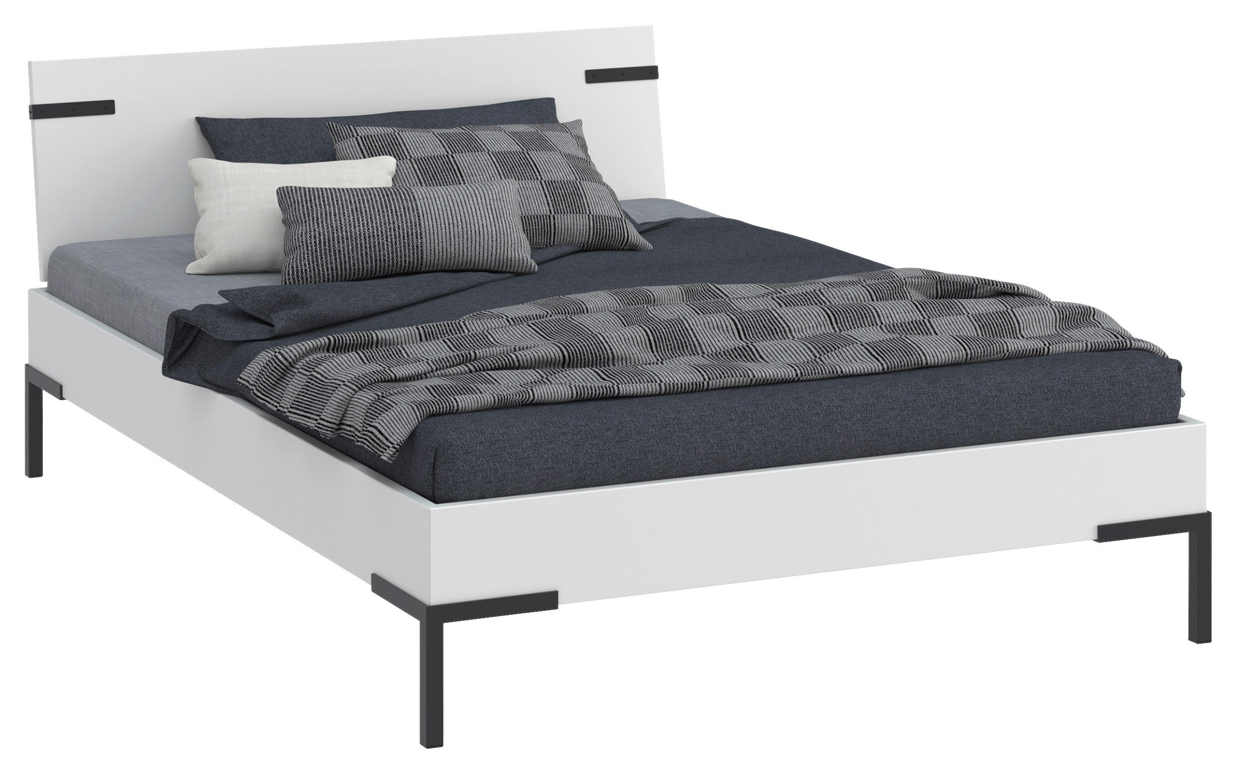 BETT 140/200 cm  in Weiß  - Schwarz/Weiß, Design, Holzwerkstoff/Metall (140/200cm) - Xora