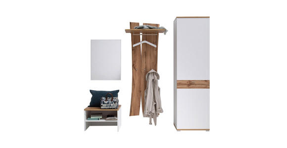 GARDEROBE 4-teilig in 210/205/40 cm - Eichefarben/Weiß, Design, Holzwerkstoff (210/205/40cm) - Carryhome