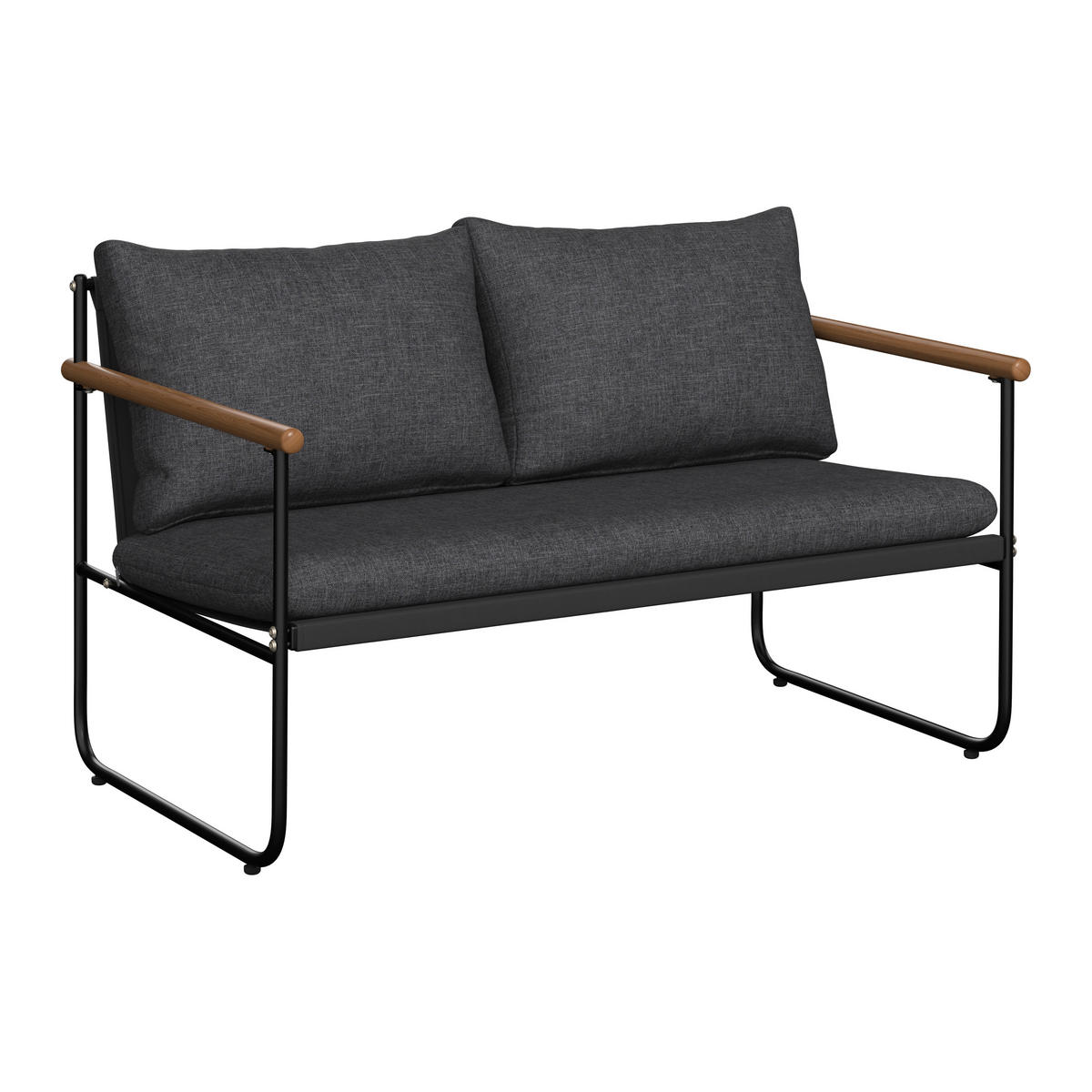 LOUNGEGARNITUR Eisen  - Anthrazit/Schwarz, MODERN, Glas/Textil (125/75/76cm) - Ambia Garden