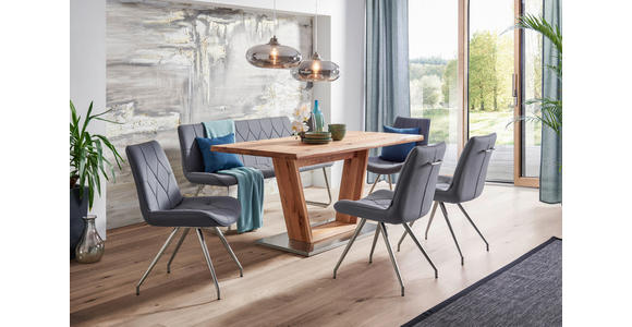 SITZBANK 155/87/65 cm in Grau - Edelstahlfarben/Grau, Design, Textil/Metall (155/87/65cm) - Novel