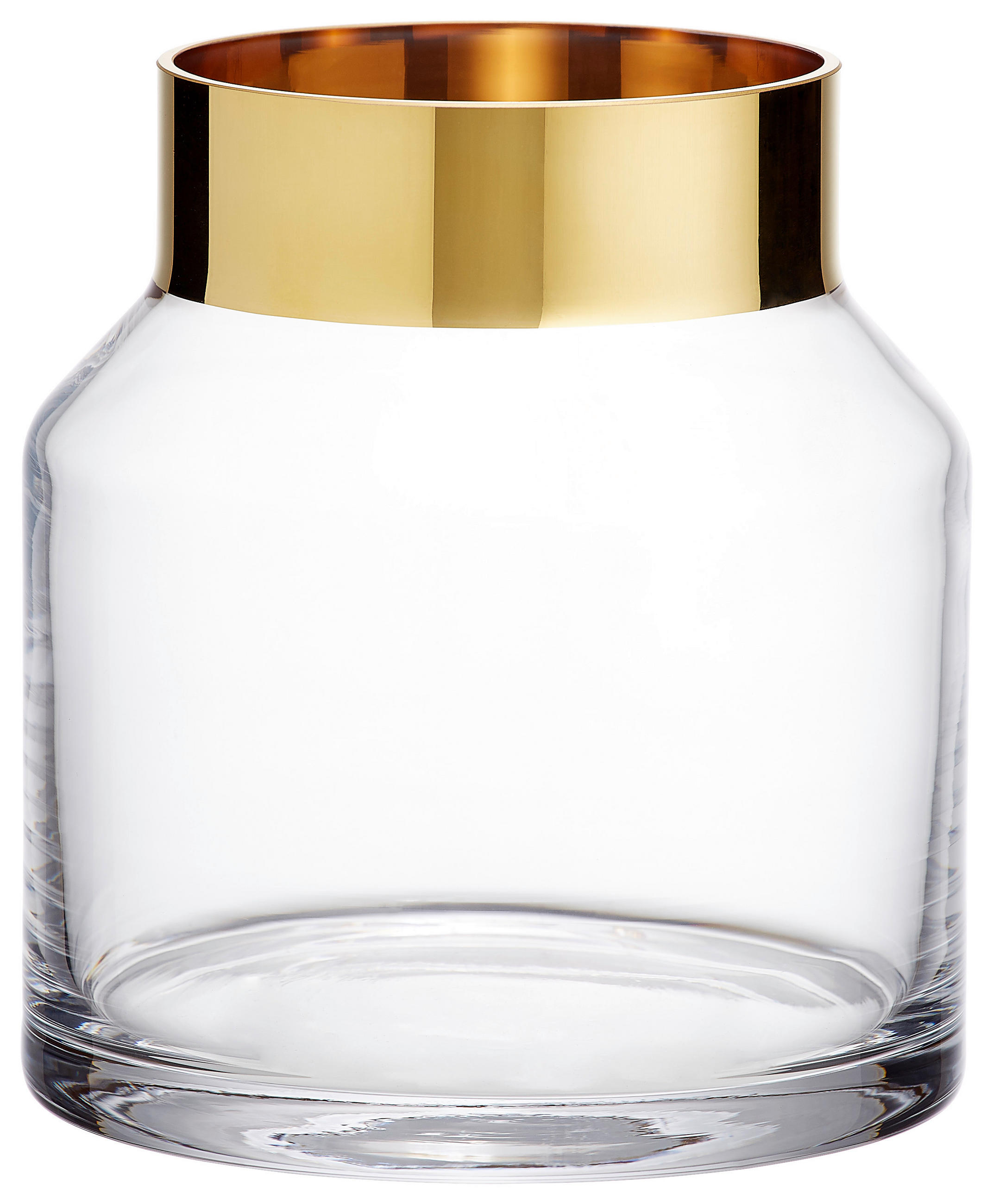 VASE 15,3 cm  - Klar/Goldfarben, Design, Glas/Metall (14/15,3cm) - Ambia Home