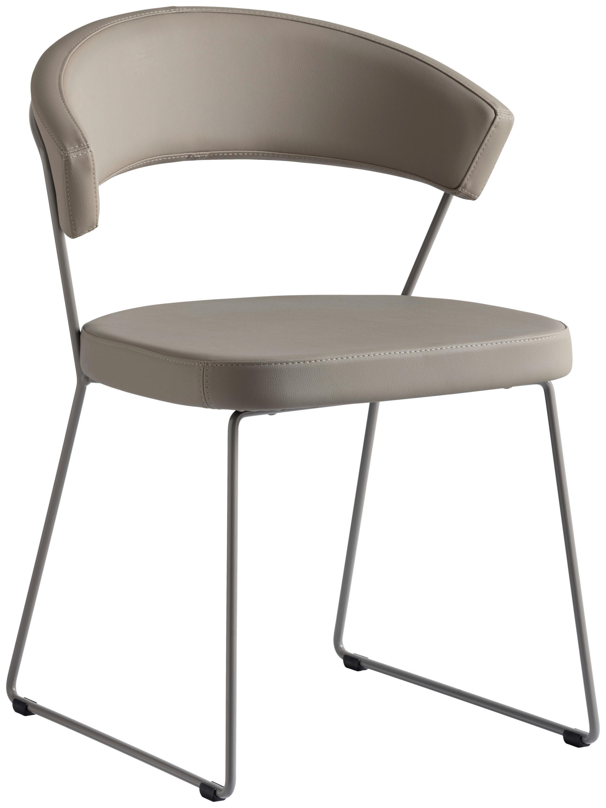 STUHL  in Edelstahl Lederlook Metall, Textil  - Greige, Design, Textil/Metall (57/75,5/52cm) - Connubia 