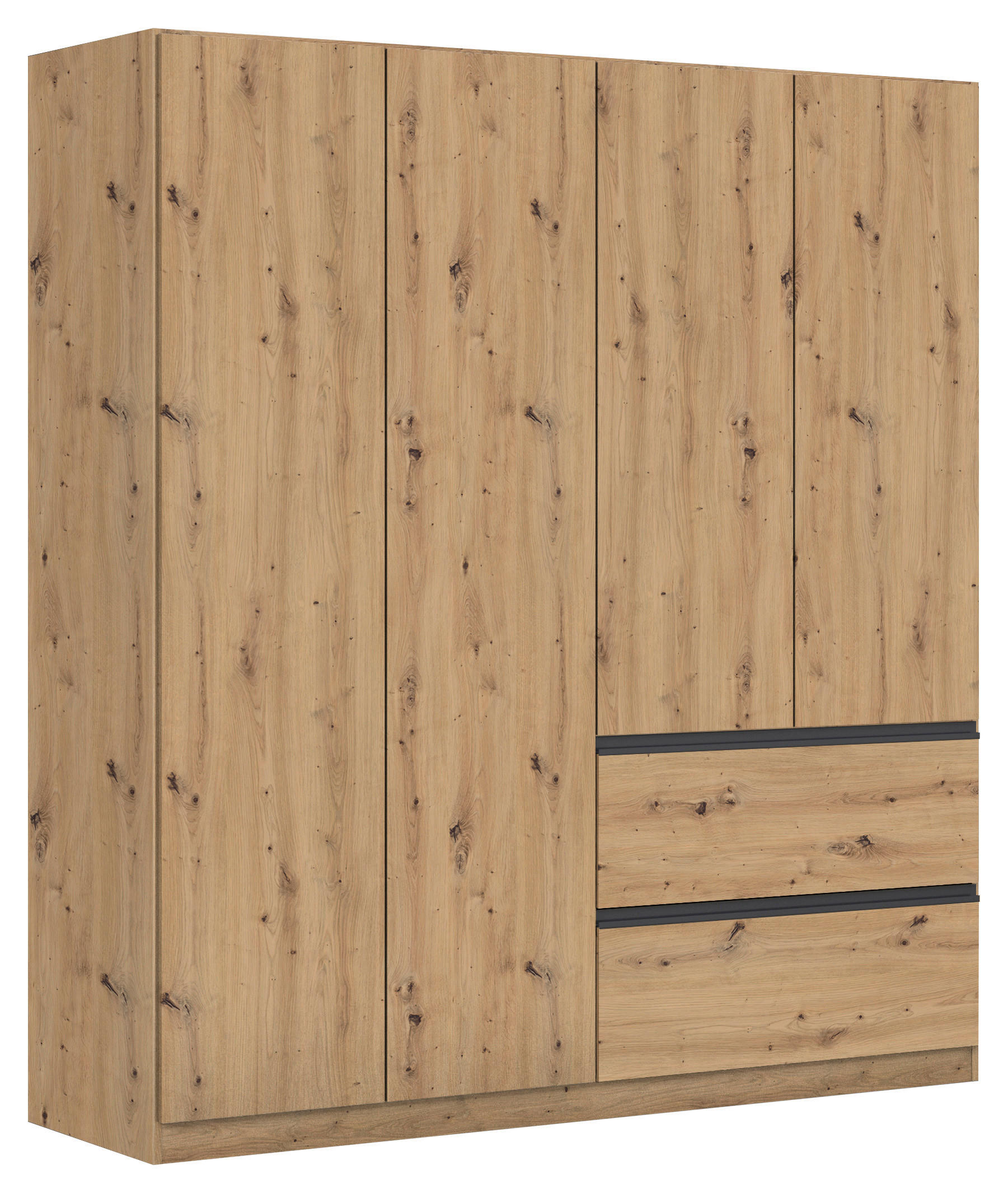 DREHTÜRENSCHRANK in Eiche Artisan  - Eiche Artisan/Grau, Modern, Holzwerkstoff (181/197/54cm) - Rauch Möbel