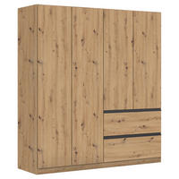 DREHTÜRENSCHRANK in Eiche Artisan  - Eiche Artisan/Grau, Modern, Holzwerkstoff (181/197/54cm) - Rauch Möbel