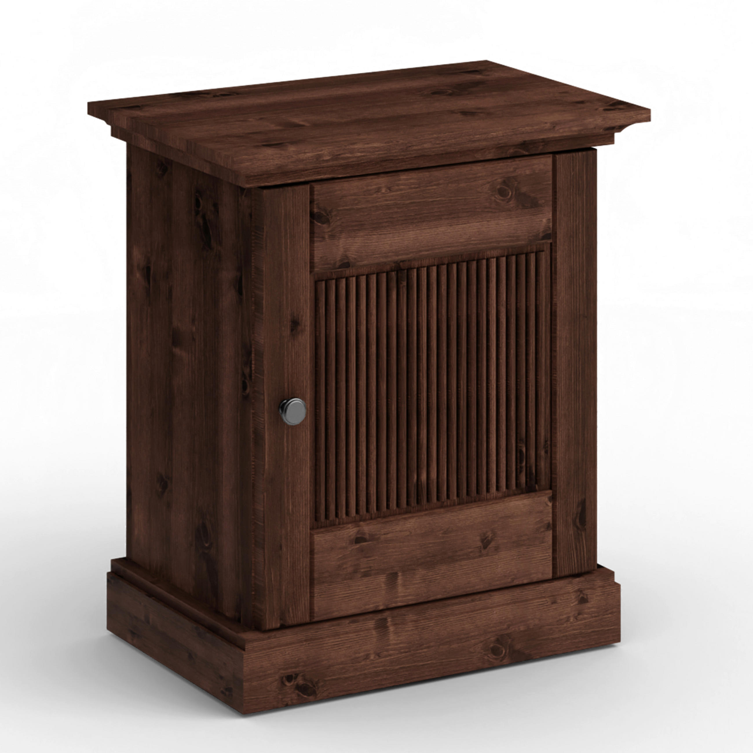 NACHTSCHRANK 54/61/36 cm Kiefer massiv  - Dunkelbraun/Silberfarben, KONVENTIONELL, Holz/Metall (54/61/36cm) - Linea Natura