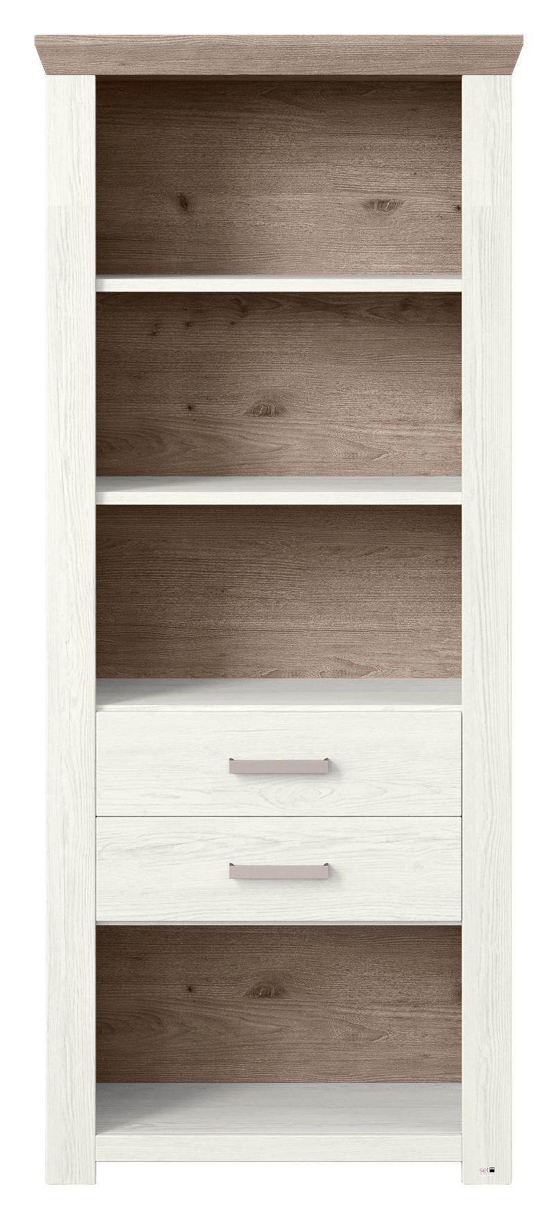 REGAL Weiß, Eichefarben - Eichefarben/Weiß, Design, Holzwerkstoff/Metall (74,5/174,6/42,2cm) - SetOne by Musterring