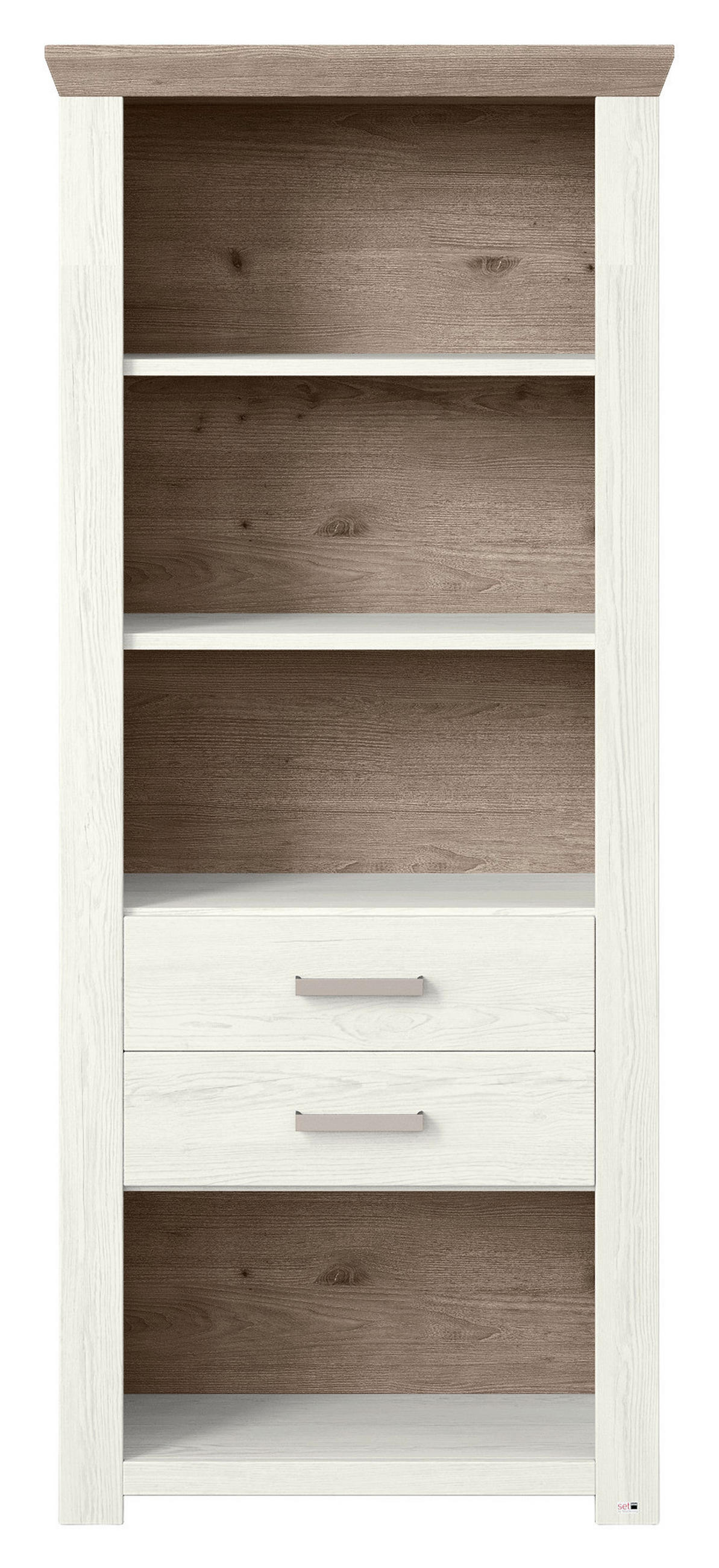 REGAL Weiß, Eichefarben  - Eichefarben/Weiß, Design, Holzwerkstoff/Metall (74,5/174,6/42,2cm) - SetOne by Musterring