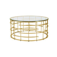 DOHÁNYZÓASZTAL fém, üveg 90/90/42 cm   - aranyszínű, Design, üveg/fém (90/90/42cm) - Livetastic