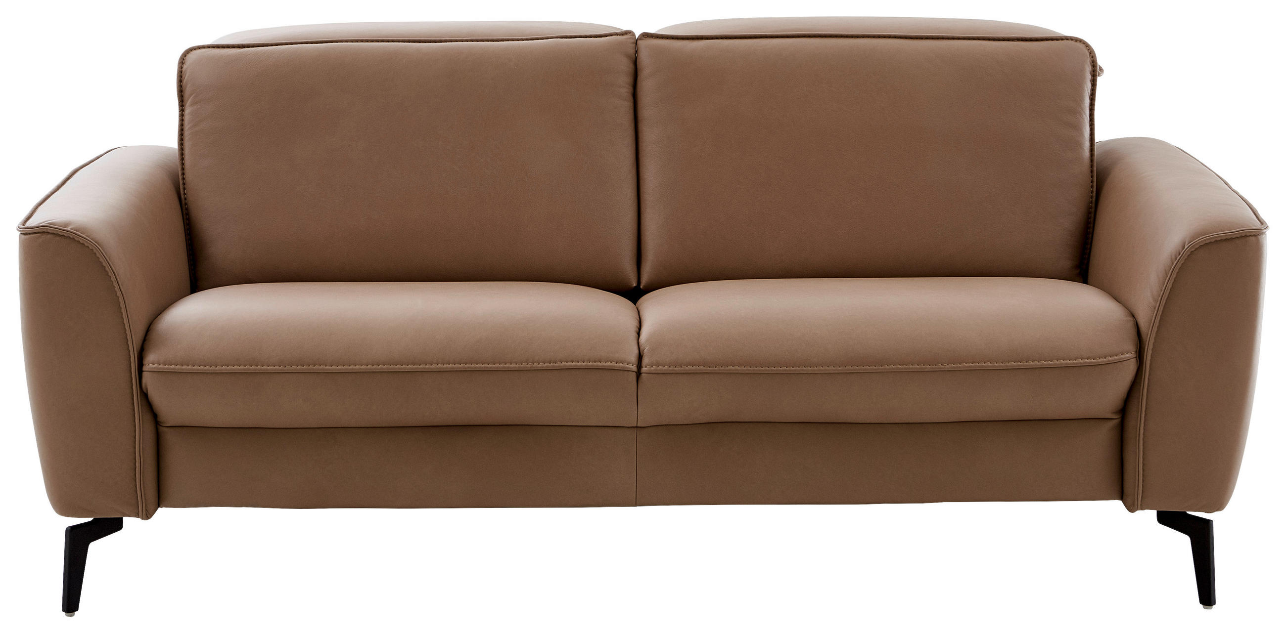 2,5-SITZER Haselnussfarben Echtleder  - Schwarz/Haselnussfarben, MODERN, Leder/Metall (194/81-106/110cm) - Valdera