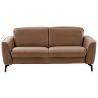 2,5-SITZER Haselnussfarben Echtleder  - Schwarz/Haselnussfarben, MODERN, Leder/Metall (194/81-106/110cm) - Valdera