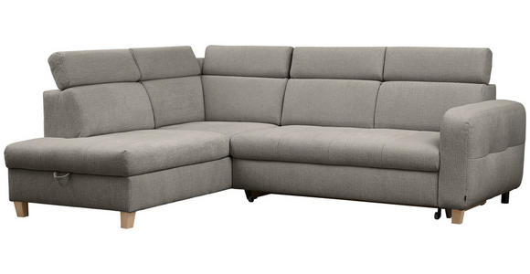 ECKSOFA inkl. Funktionen Dunkelgrau Samt - Dunkelgrau, Design, Holz/Textil (206/261cm) - Venda