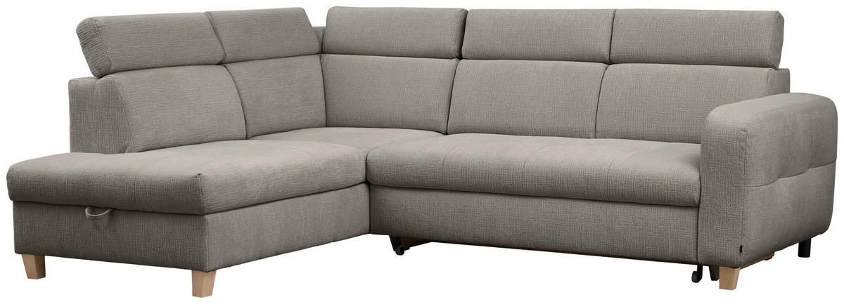 ECKSOFA inkl. Funktionen Dunkelgrau Samt  - Dunkelgrau, Design, Holz/Textil (206/261cm) - Venda