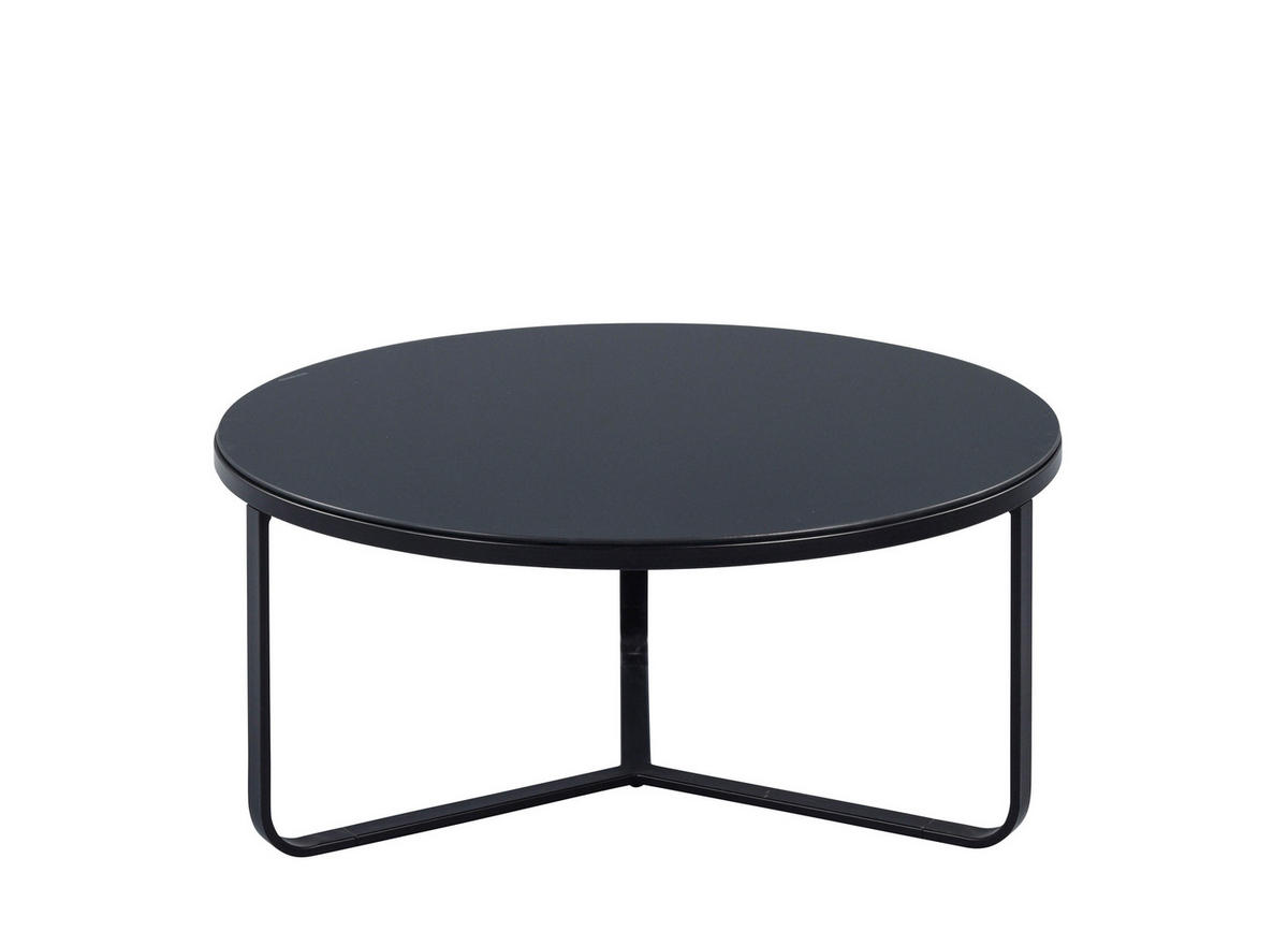 COUCHTISCH 80/80/35 cm rund Schwarz  - Schwarz, Design, Glas/Metall (80/80/35cm) - Xora