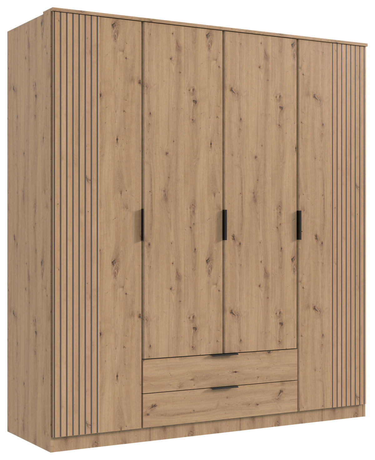 KLEIDERSCHRANK in Eiche Artisan  - Schwarz/Eiche Artisan, Konventionell, Holzwerkstoff/Metall (180/199/58cm) - Boxxx