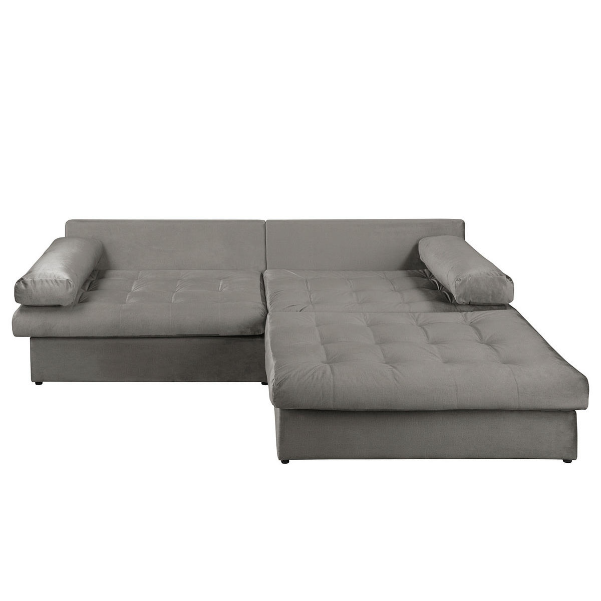 ECKSOFA Naomi in Velours Dunkelgrau Rückenkissen  284/243 cm  - Dunkelgrau/Schwarz, Design, Kunststoff/Textil (284/243cm) - P & B