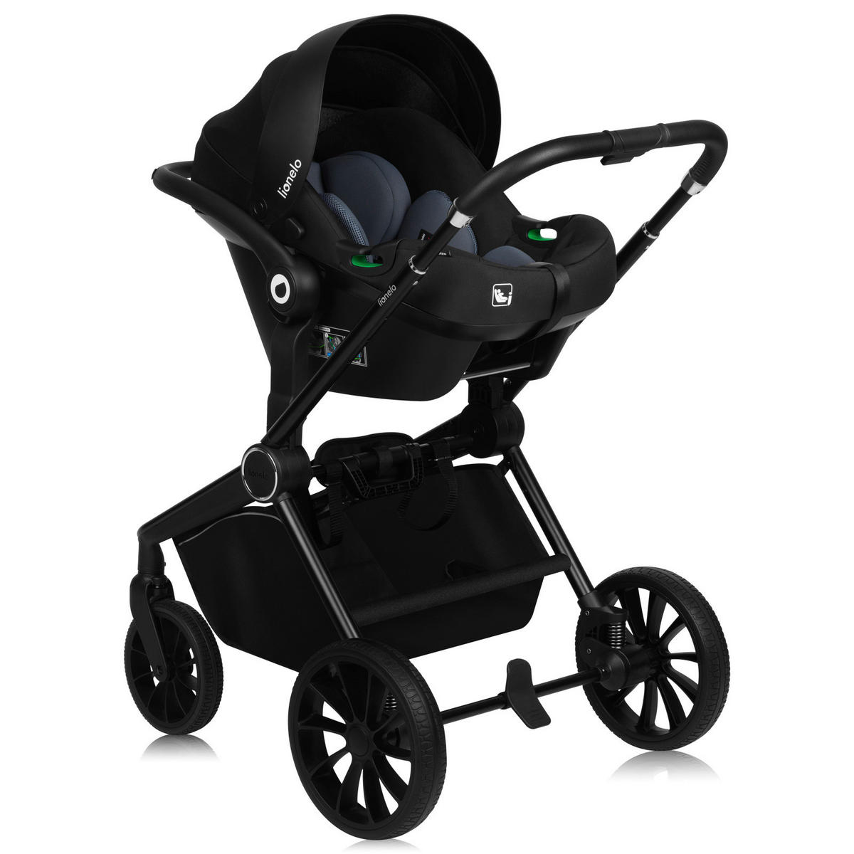 KINDERWAGENSET  Mika Plus 3 in 1  Green Olive  - Schwarz/Olivgrün, Basics, Textil (93/62/110cm) - Lionelo