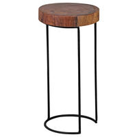 BEISTELLTISCH 28/28/55 cm Sheesham massiv Sheeshamfarben rund  - Sheeshamfarben/Schwarz, Design, Holz/Metall (28/28/55cm) - MID.YOU