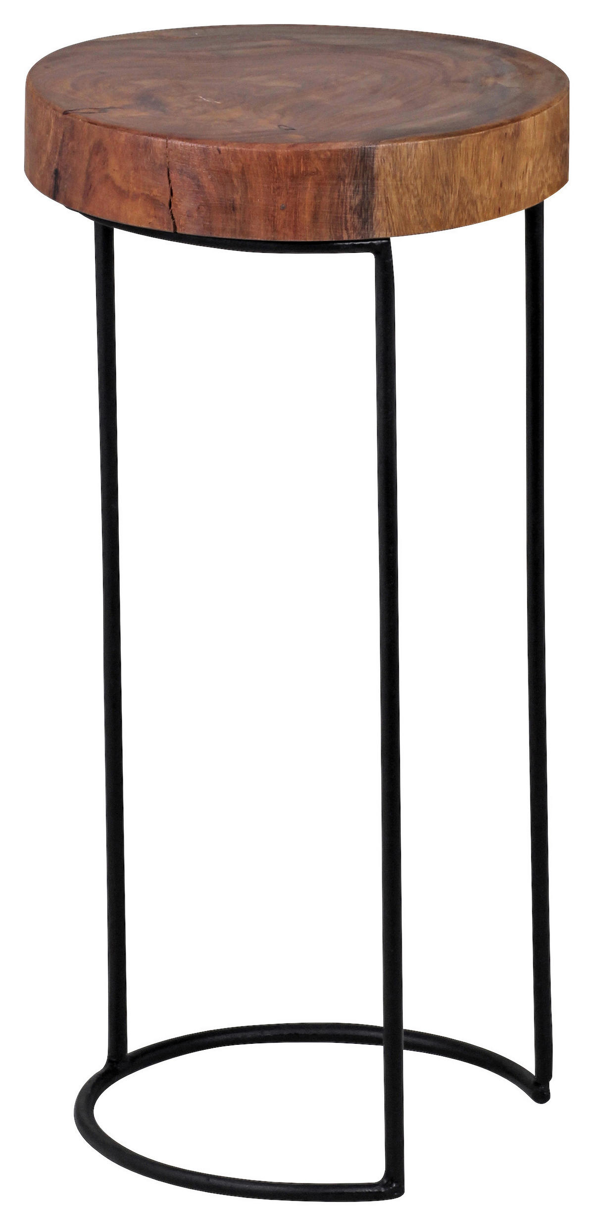 BEISTELLTISCH 28/28/55 cm Sheesham massiv Sheeshamfarben rund  - Sheeshamfarben/Schwarz, Design, Holz/Metall (28/28/55cm) - MID.YOU